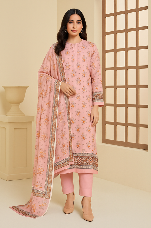 Printed Unstitched Lawn 3 piece suit