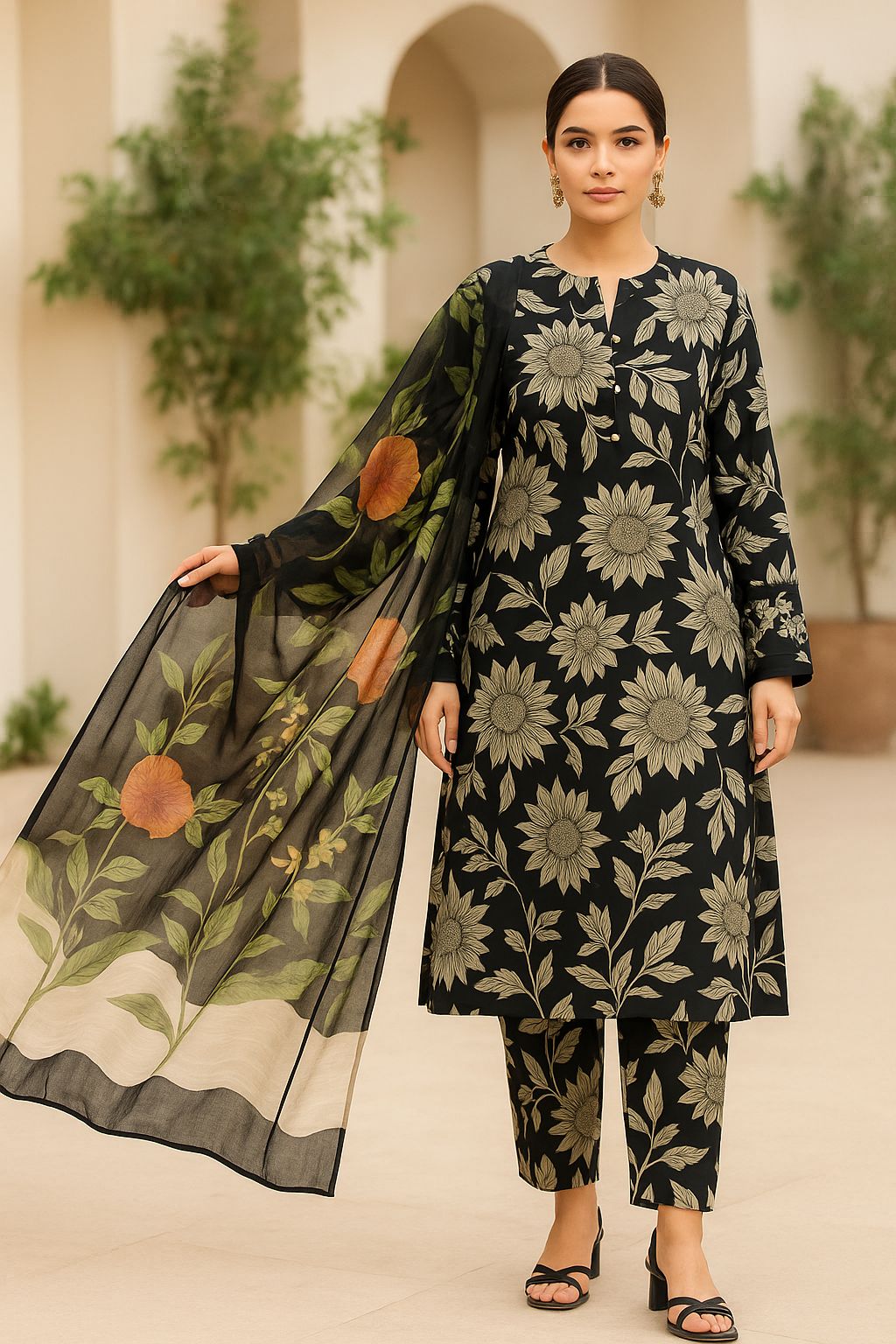 Printed Unstitched Lawn 3 piece suit