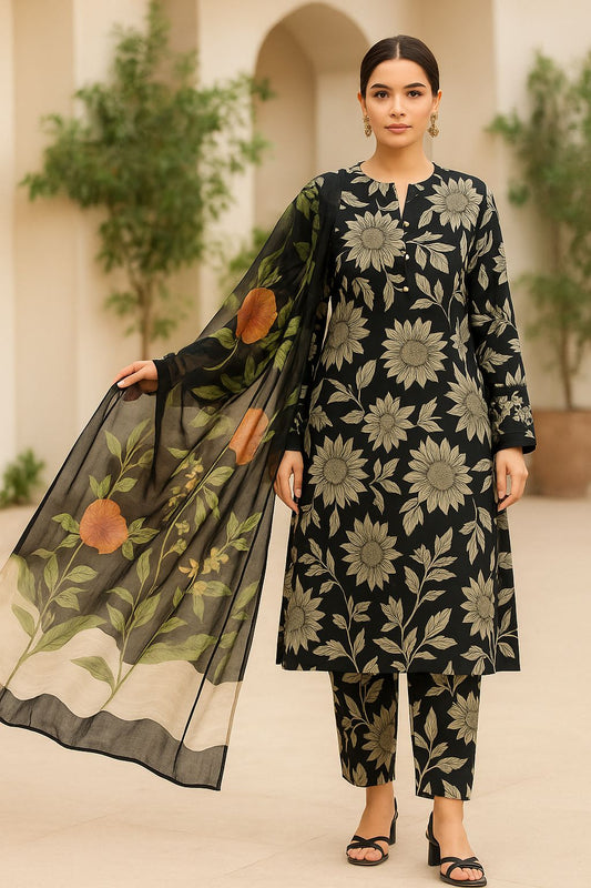 Printed Unstitched Lawn 3 piece suit